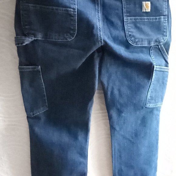 Size 12 Tall Carhartt Relaxed Fit Double Knee CarpenterJeans (T-357) - Picture 6 of 8